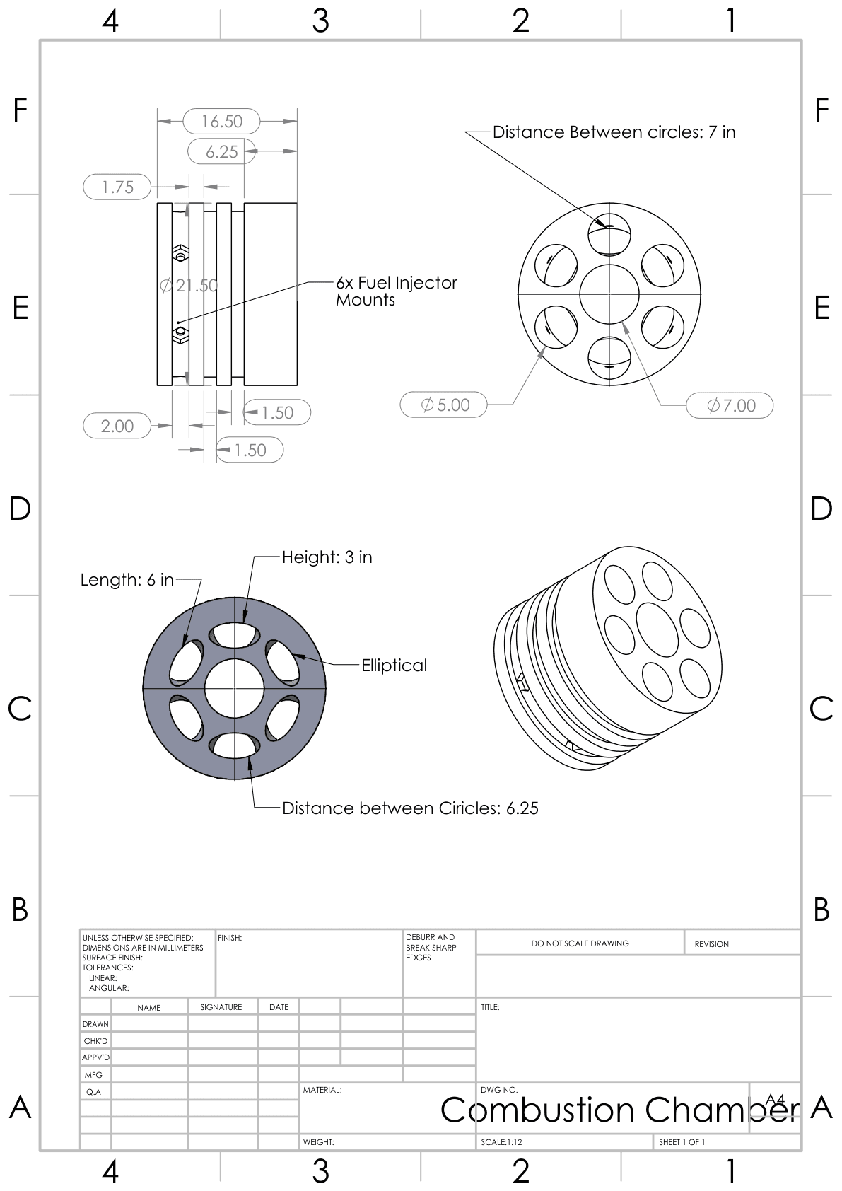 Combustion chamber engineering drawing