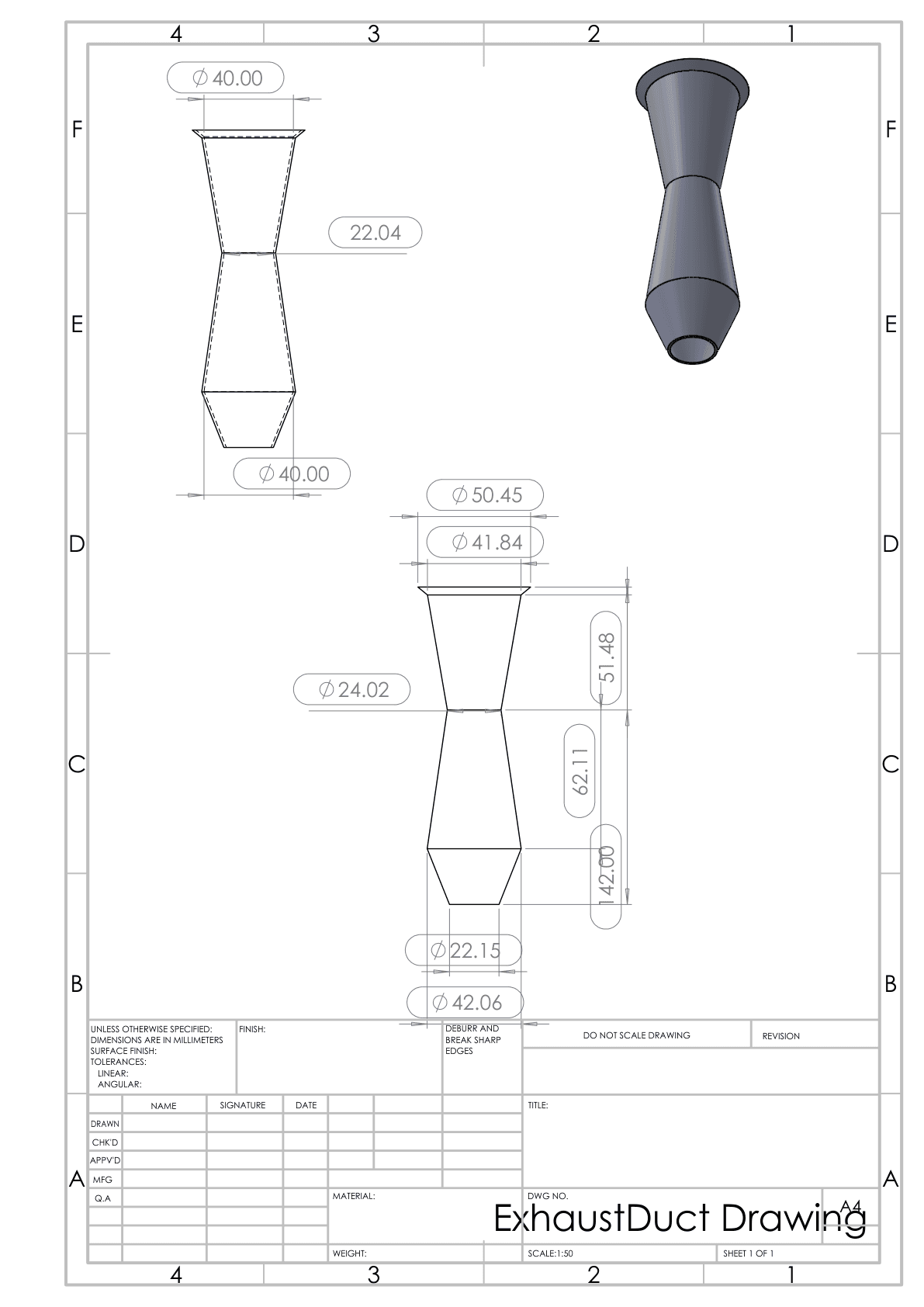 Exhaust duct engineering drawing