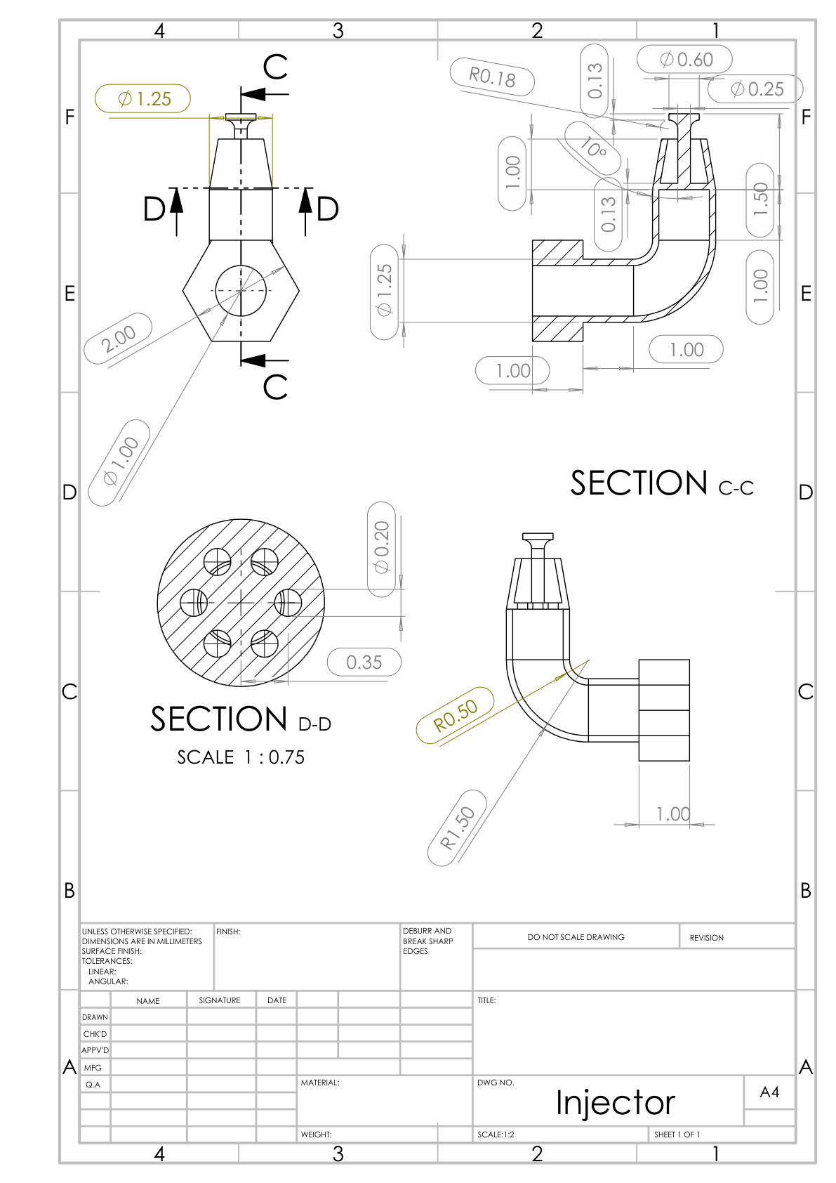 Fuel injector engineering drawing