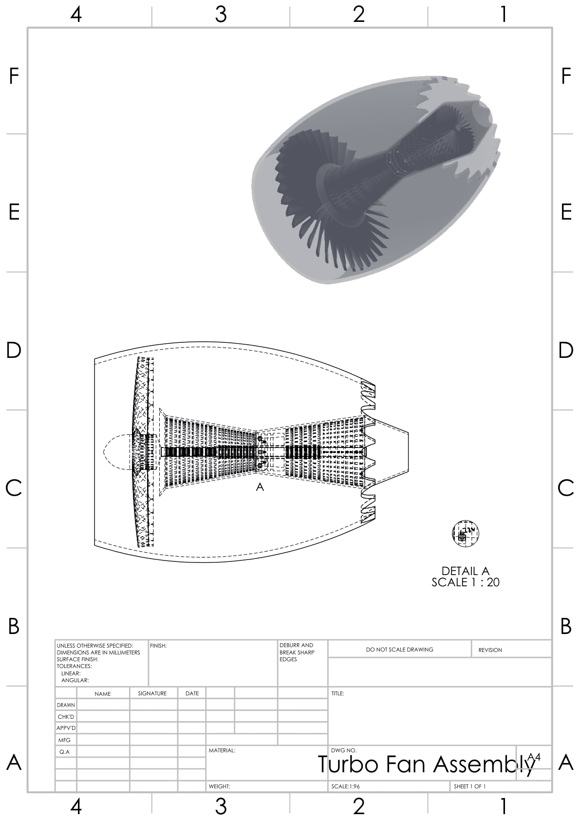 Turbo Fan Assembly engineering drawing